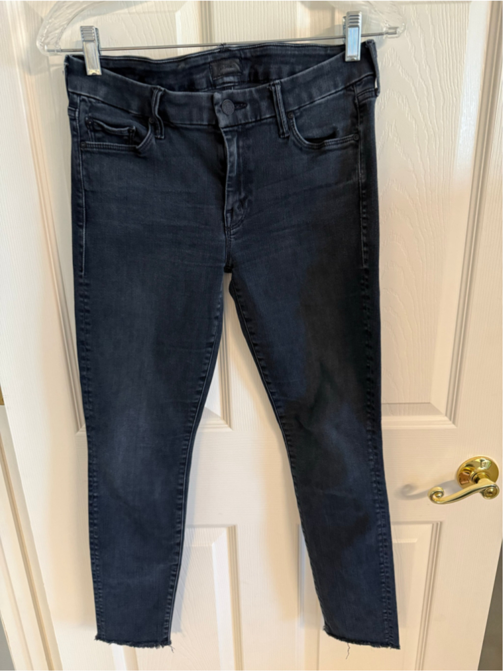 MOTHER The Looker Ankle Fray Skinny Jeans Blackbird 28